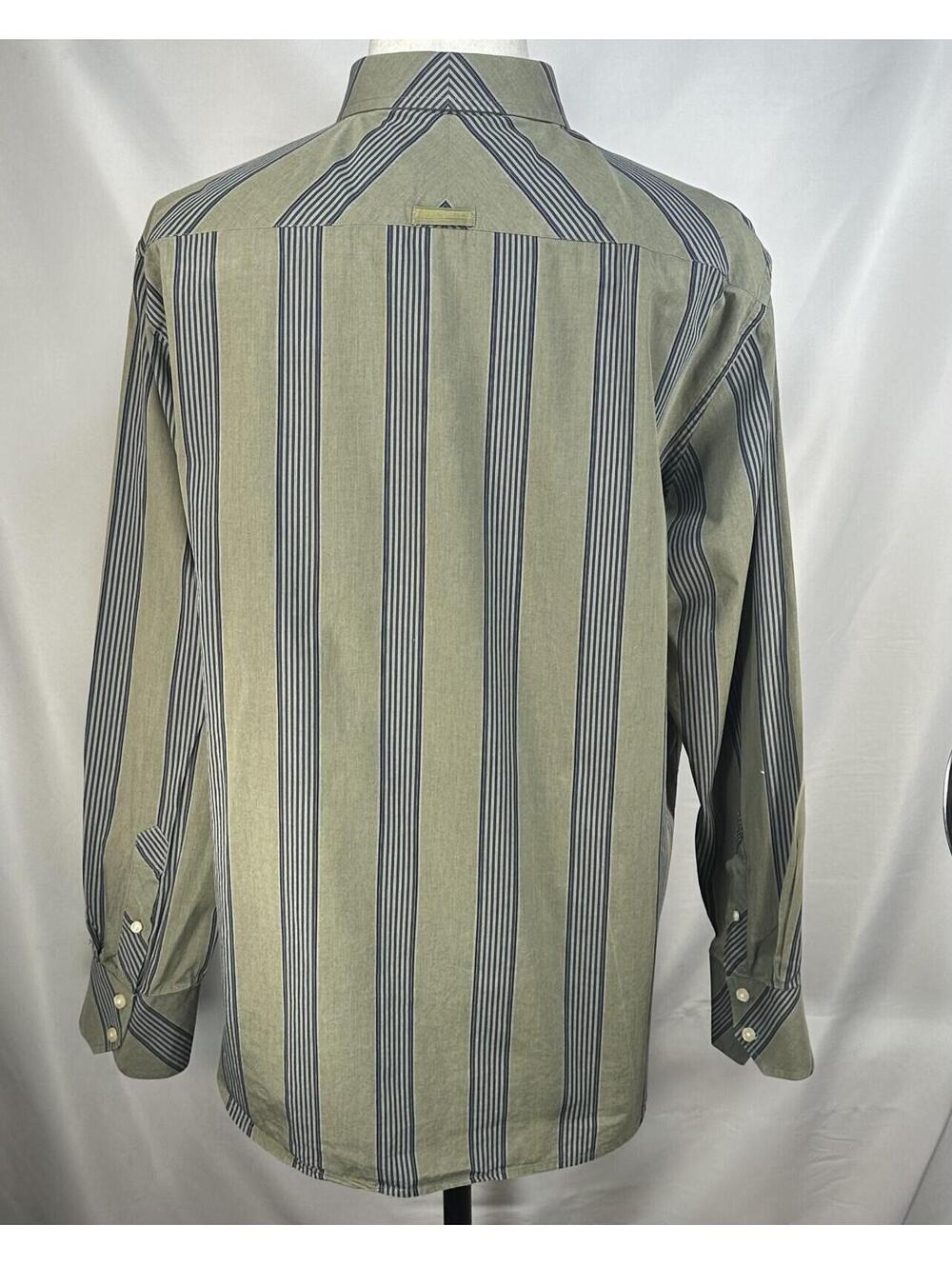 Robert Graham Cotton Blue Striped Button Up Green Mens 2XL - Picture 2 of 7